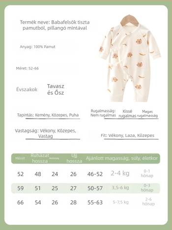Újszülött pamut pillangó mintás overál, hosszú ujjú alvóruha tavasz-őszre