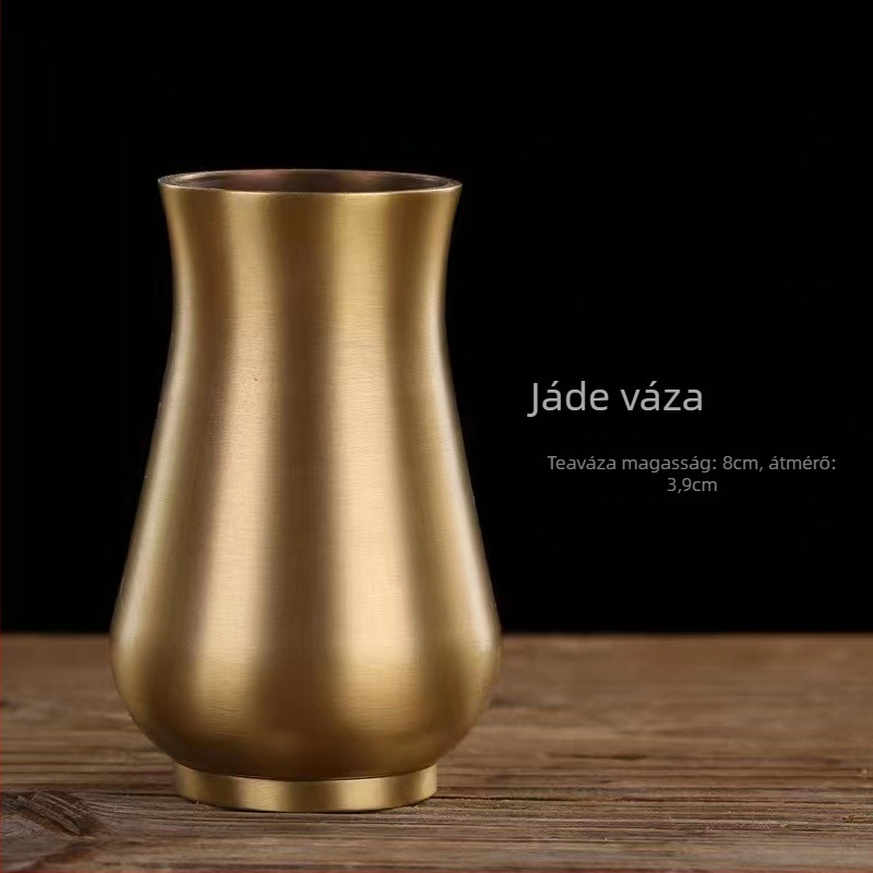 Réz teaceremóniás készlet tartó üveggel, teafogó csipesszel, kés, villa, kanál és tárolócső — Japán-stílusú réz teaceremónia készlet Six Gentlemen