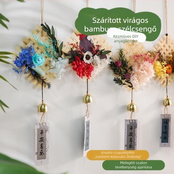 Szárított virágos bambusz szellőcsengő – DIY kézműves készlet családi programokhoz és csapatépítéshez