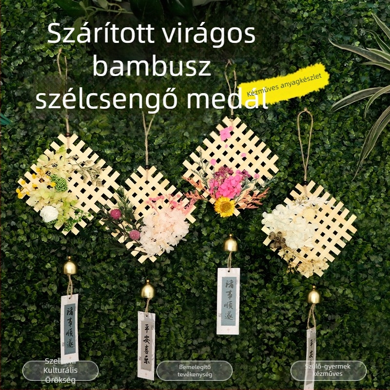 Szárított virágos bambusz szellőcsengő – DIY kézműves készlet családi programokhoz és csapatépítéshez