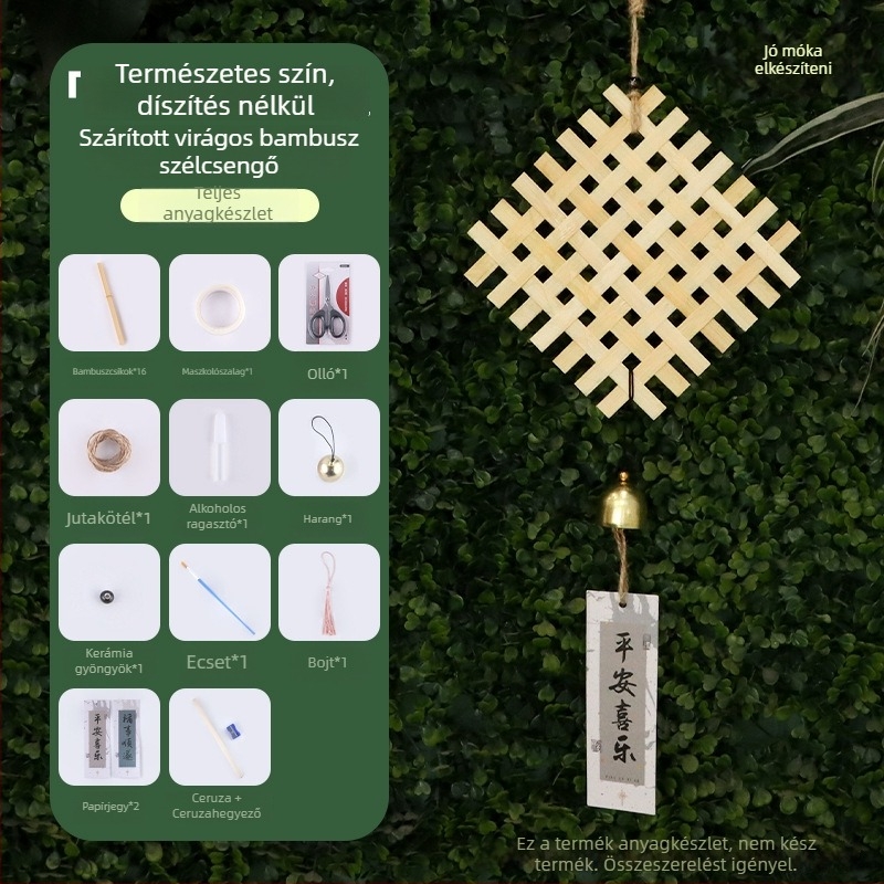 Szárított virágos bambusz szellőcsengő – DIY kézműves készlet családi programokhoz és csapatépítéshez