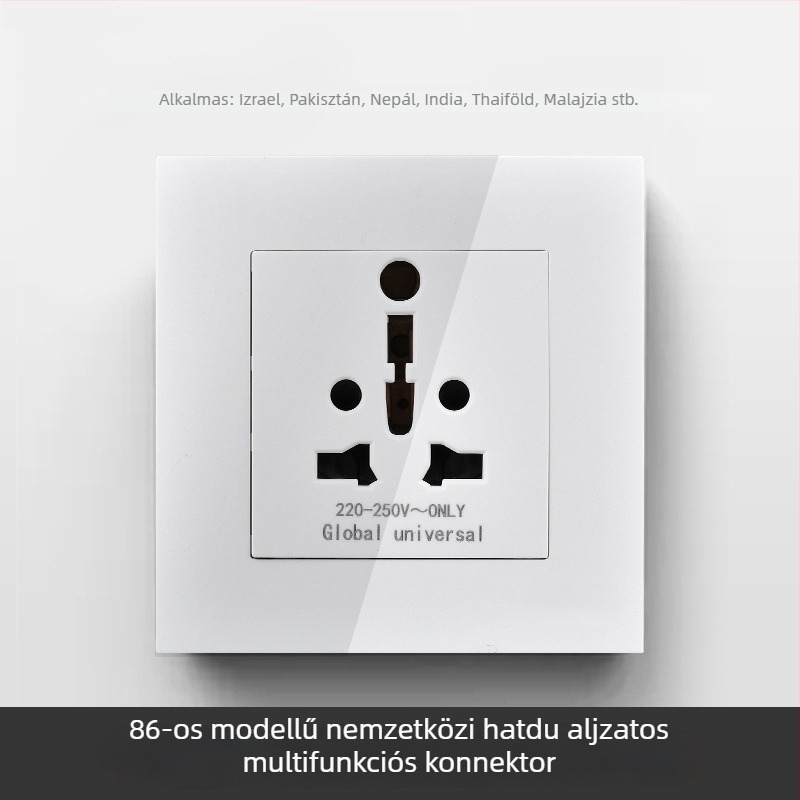 Nemzetközi hatszögletes aljzatpanel, 86-os és 142-es típusú kapcsolóval