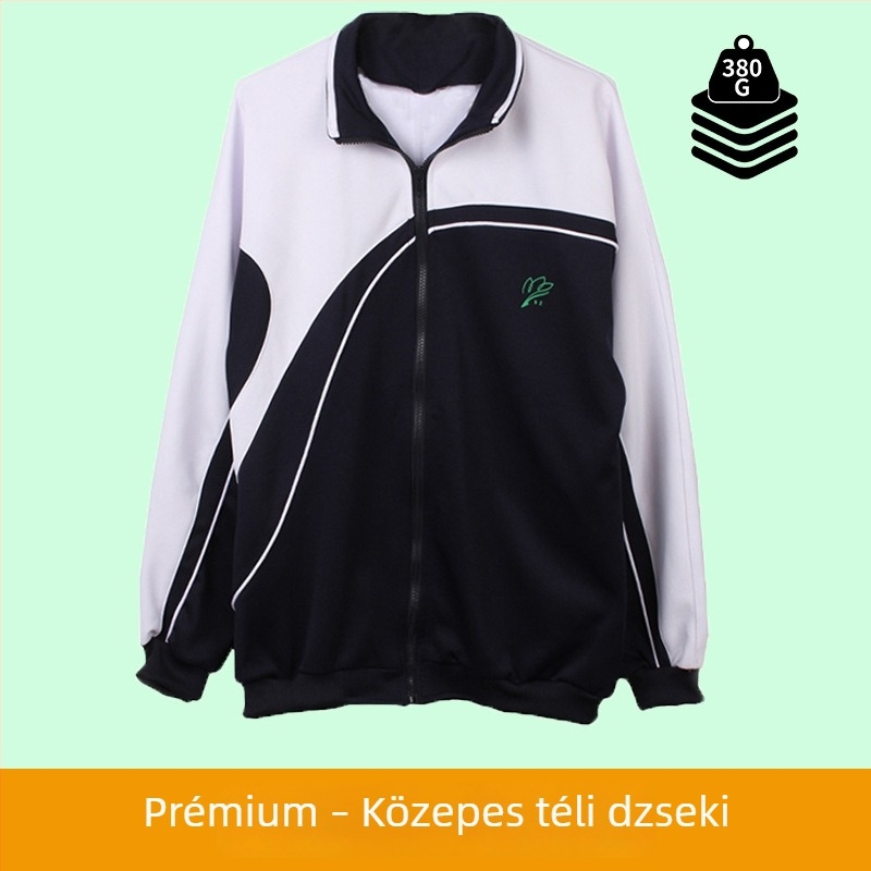 Téli iskolai egyenruha készlet középiskolásoknak – uniszex fleece-béléssel ellátott zipzáros kabát és nadrág