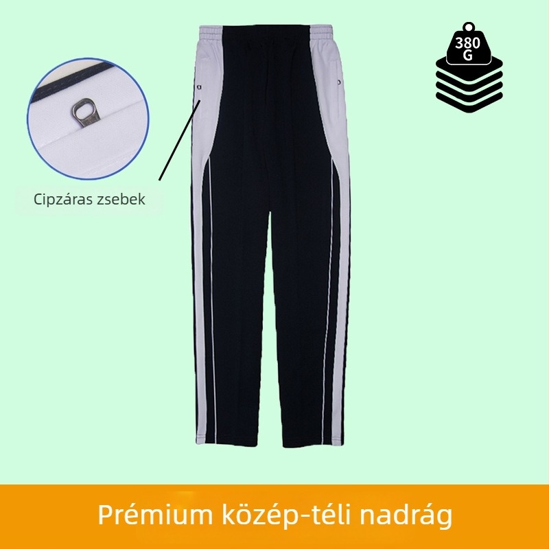 Téli iskolai egyenruha készlet középiskolásoknak – uniszex fleece-béléssel ellátott zipzáros kabát és nadrág