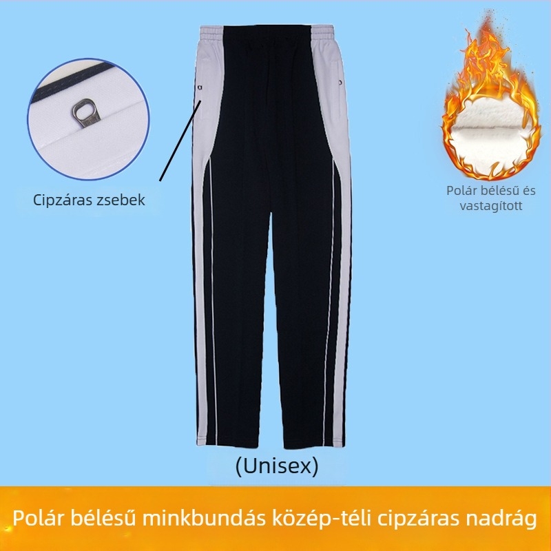 Téli iskolai egyenruha készlet középiskolásoknak – uniszex fleece-béléssel ellátott zipzáros kabát és nadrág