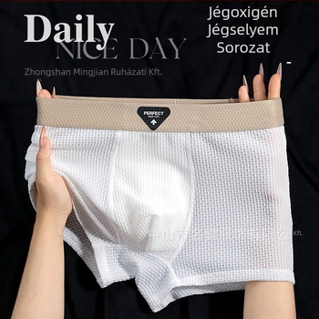 Férfi légáteresztő ice-silk boxeralsó, egyszínű, címke nélküli, bőrbarát és selymes tapintású.