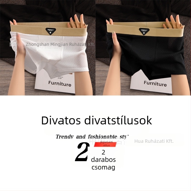 Férfi légáteresztő ice-silk boxeralsó, egyszínű, címke nélküli, bőrbarát és selymes tapintású.