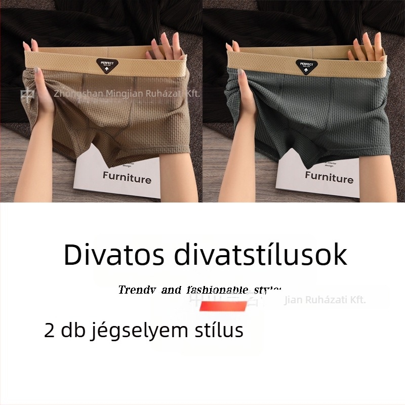 Férfi légáteresztő ice-silk boxeralsó, egyszínű, címke nélküli, bőrbarát és selymes tapintású.