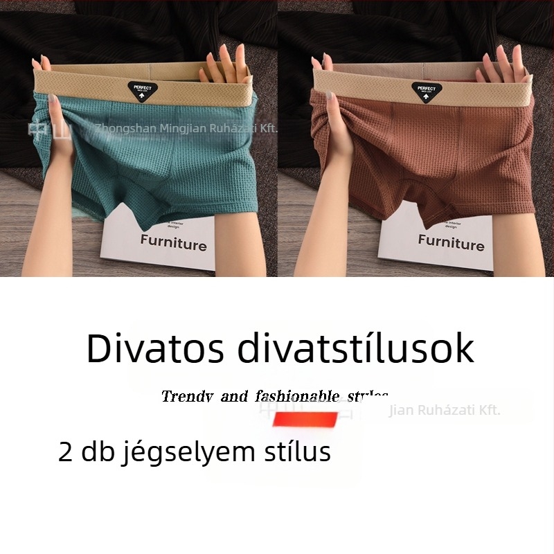 Férfi légáteresztő ice-silk boxeralsó, egyszínű, címke nélküli, bőrbarát és selymes tapintású.