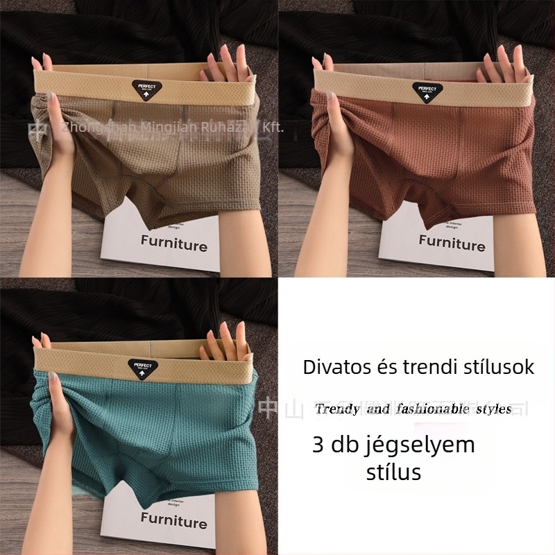 Férfi légáteresztő ice-silk boxeralsó, egyszínű, címke nélküli, bőrbarát és selymes tapintású.