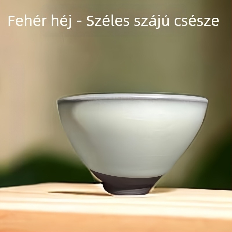 Jianzhan Jianyang teáscsésze eredeti ásványi mázzal, fehér, láb nélkül, kézben tartható, mesteri stílus, különböző formák