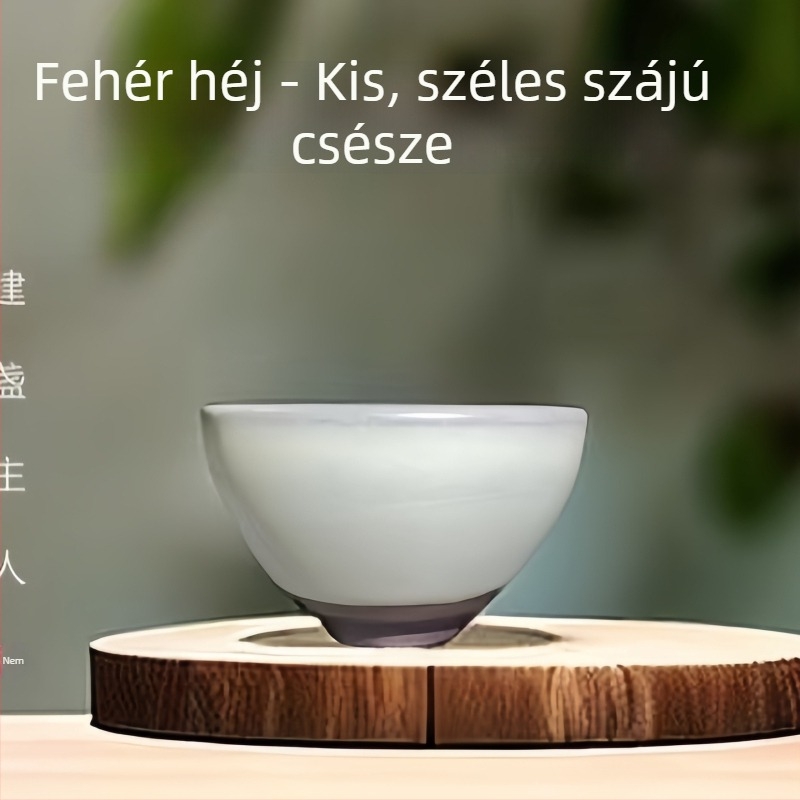 Jianzhan Jianyang teáscsésze eredeti ásványi mázzal, fehér, láb nélkül, kézben tartható, mesteri stílus, különböző formák
