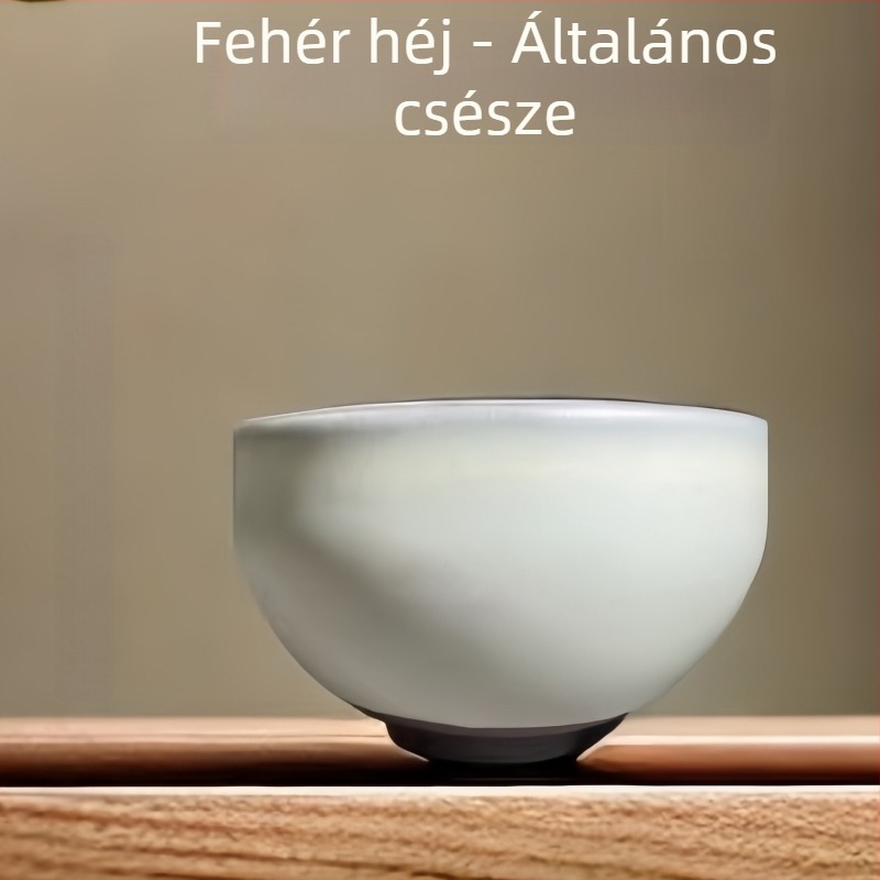 Jianzhan Jianyang teáscsésze eredeti ásványi mázzal, fehér, láb nélkül, kézben tartható, mesteri stílus, különböző formák