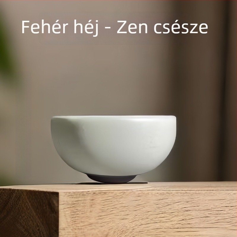 Jianzhan Jianyang teáscsésze eredeti ásványi mázzal, fehér, láb nélkül, kézben tartható, mesteri stílus, különböző formák