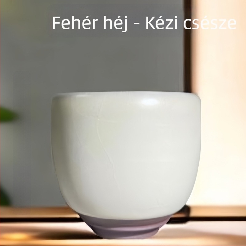 Jianzhan Jianyang teáscsésze eredeti ásványi mázzal, fehér, láb nélkül, kézben tartható, mesteri stílus, különböző formák
