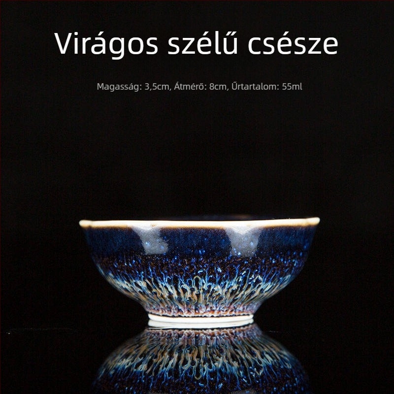 Porcelán teáscsésze Tenmoku mázzal, egyetlen csésze, kemencében égetve, kínai stílusú kézzel készített teás eszköz Rabbit Hair mázzal