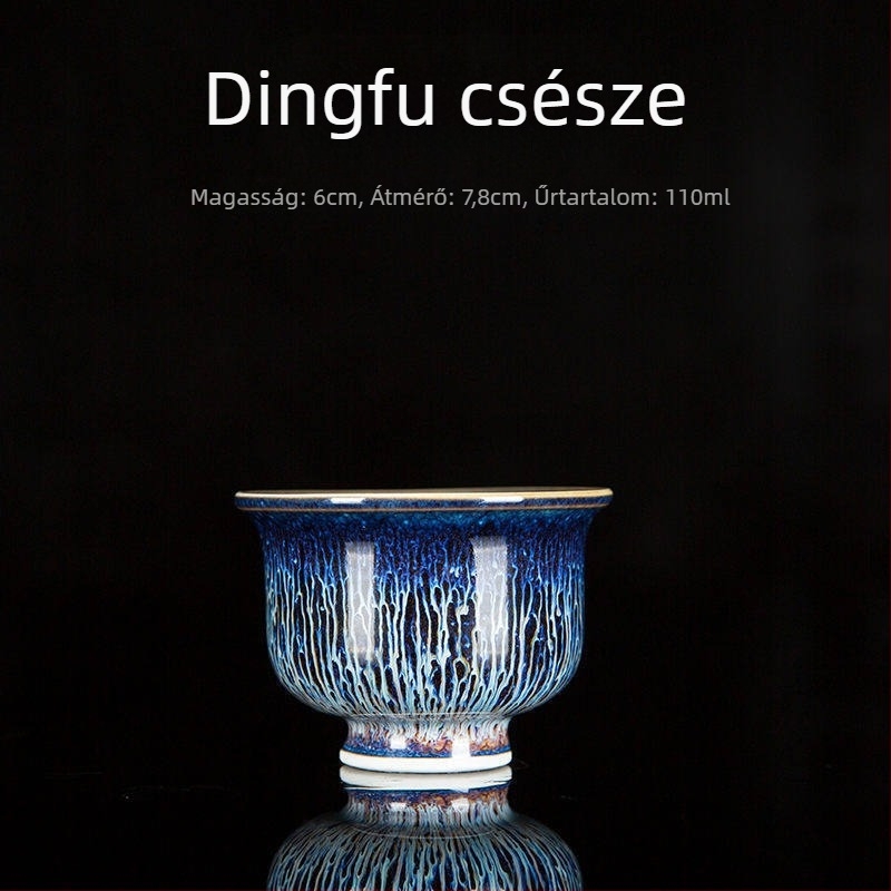 Porcelán teáscsésze Tenmoku mázzal, egyetlen csésze, kemencében égetve, kínai stílusú kézzel készített teás eszköz Rabbit Hair mázzal