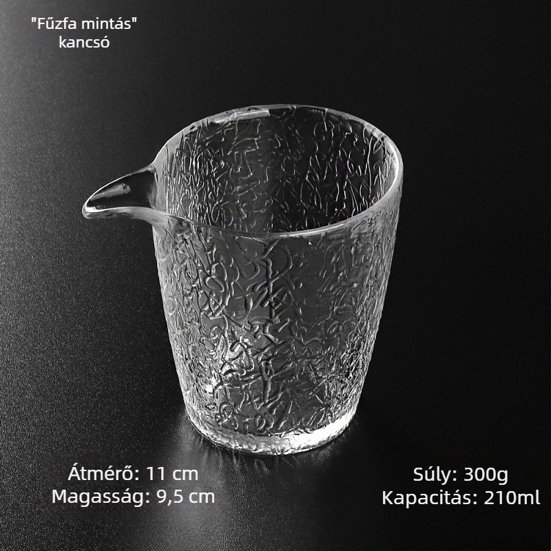 Gongfu teás pohár, vastag falú, nagy kapacitású, átlátszó kristály teáskészlet, 8 cm átmérő, éles kontúrral