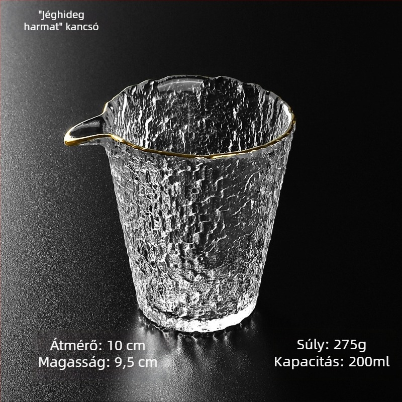 Gongfu teás pohár, vastag falú, nagy kapacitású, átlátszó kristály teáskészlet, 8 cm átmérő, éles kontúrral