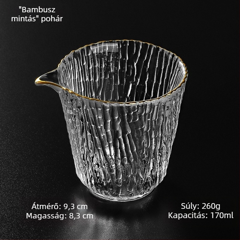 Gongfu teás pohár, vastag falú, nagy kapacitású, átlátszó kristály teáskészlet, 8 cm átmérő, éles kontúrral