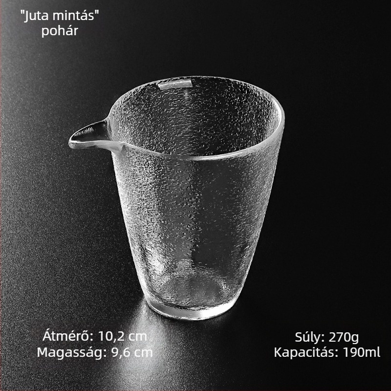 Gongfu teás pohár, vastag falú, nagy kapacitású, átlátszó kristály teáskészlet, 8 cm átmérő, éles kontúrral
