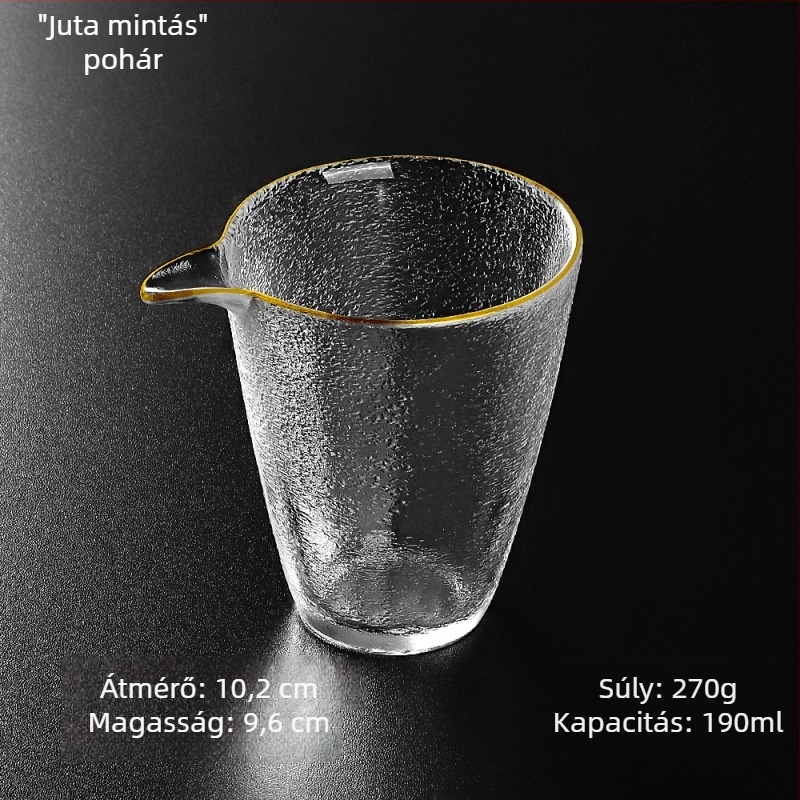Gongfu teás pohár, vastag falú, nagy kapacitású, átlátszó kristály teáskészlet, 8 cm átmérő, éles kontúrral