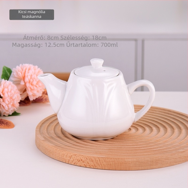 Hatalmas kapacitású fehér porcelán teáskanna fedéllel, szállodai, éttermi és otthoni használatra