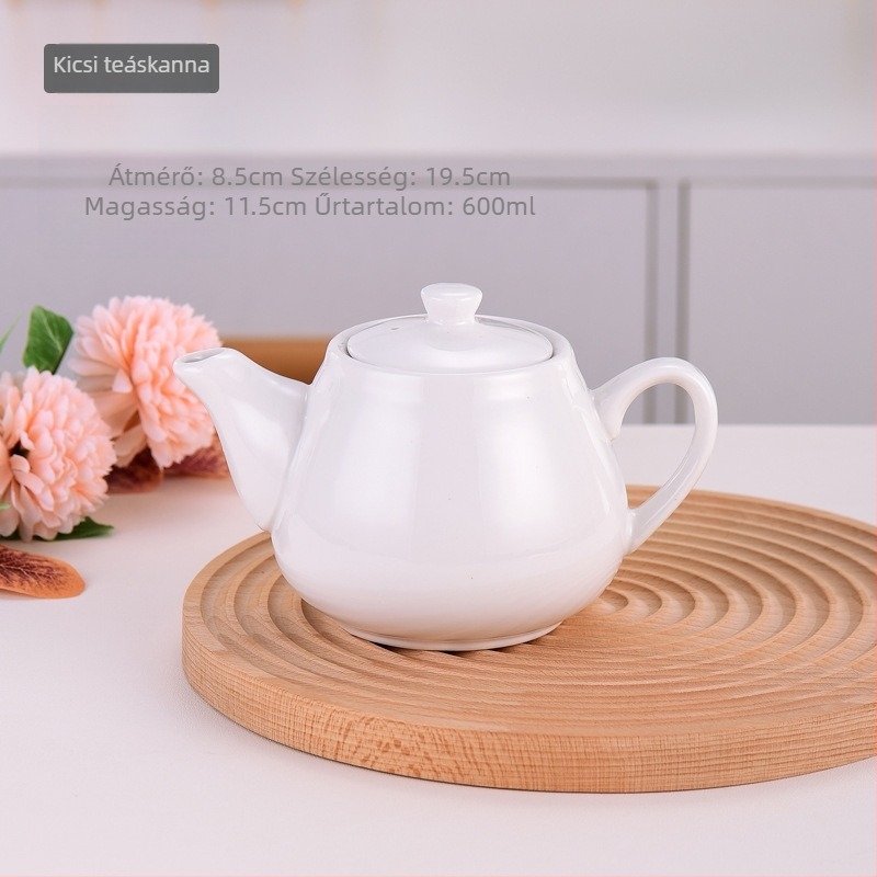 Hatalmas kapacitású fehér porcelán teáskanna fedéllel, szállodai, éttermi és otthoni használatra