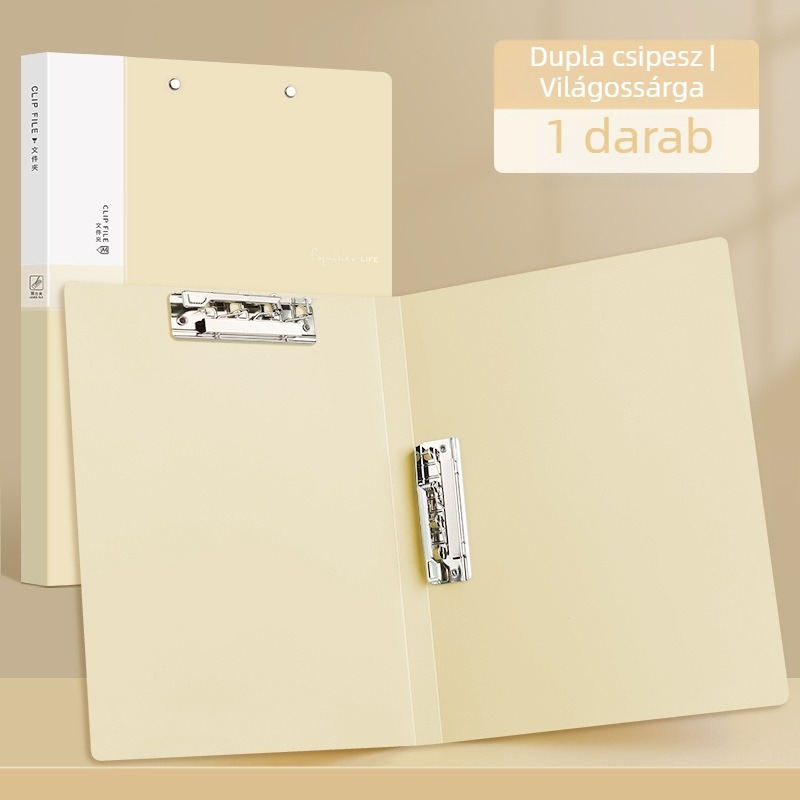 A4-es dupla csipeszes dosszié, PP anyagú dokumentum mappa, kotta-dosszié irodai használatra