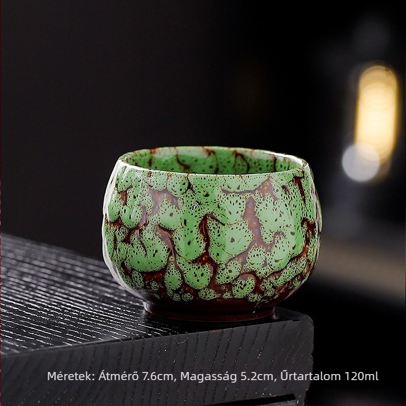 Jian Zhan porcelán teáskészlet kilenc színű csészékkel, öt elem glazúrral (Tianmu)