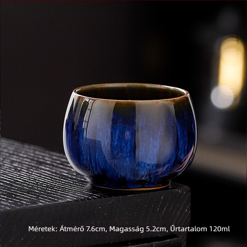 Jian Zhan porcelán teáskészlet kilenc színű csészékkel, öt elem glazúrral (Tianmu)