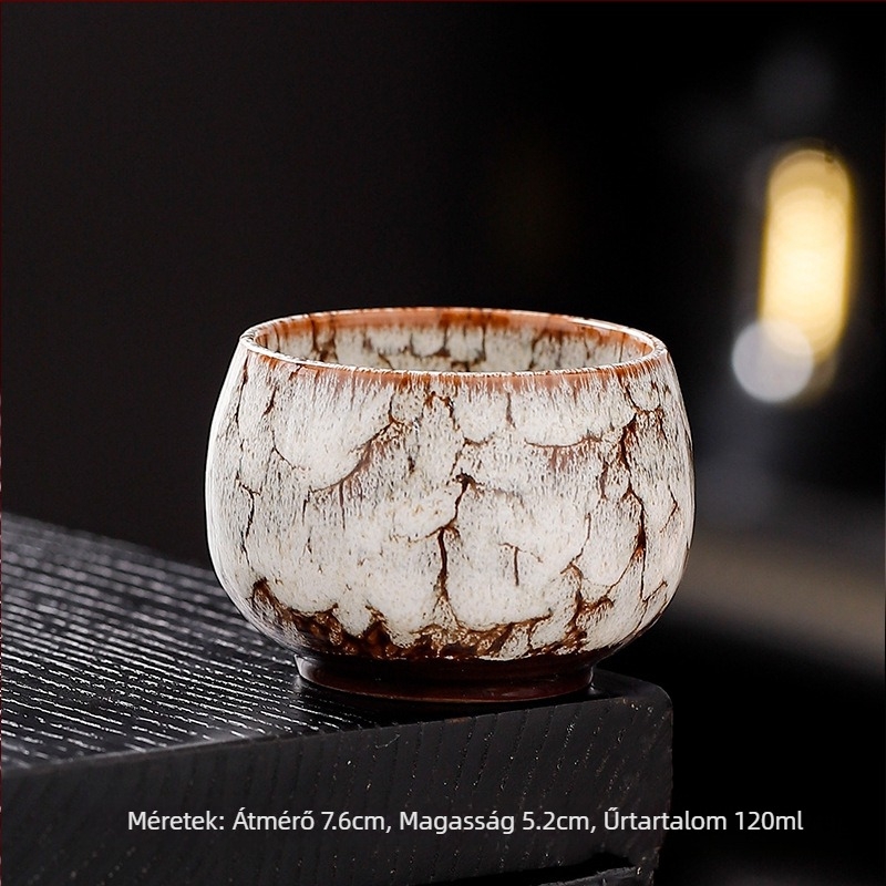 Jian Zhan porcelán teáskészlet kilenc színű csészékkel, öt elem glazúrral (Tianmu)