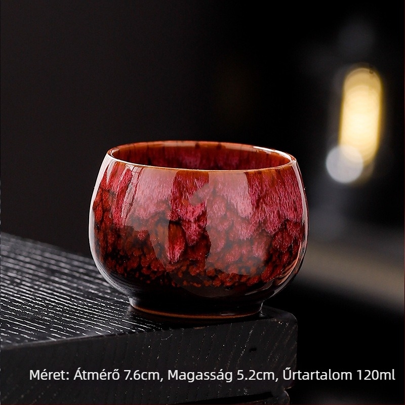 Jian Zhan porcelán teáskészlet kilenc színű csészékkel, öt elem glazúrral (Tianmu)