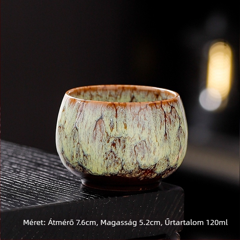 Jian Zhan porcelán teáskészlet kilenc színű csészékkel, öt elem glazúrral (Tianmu)