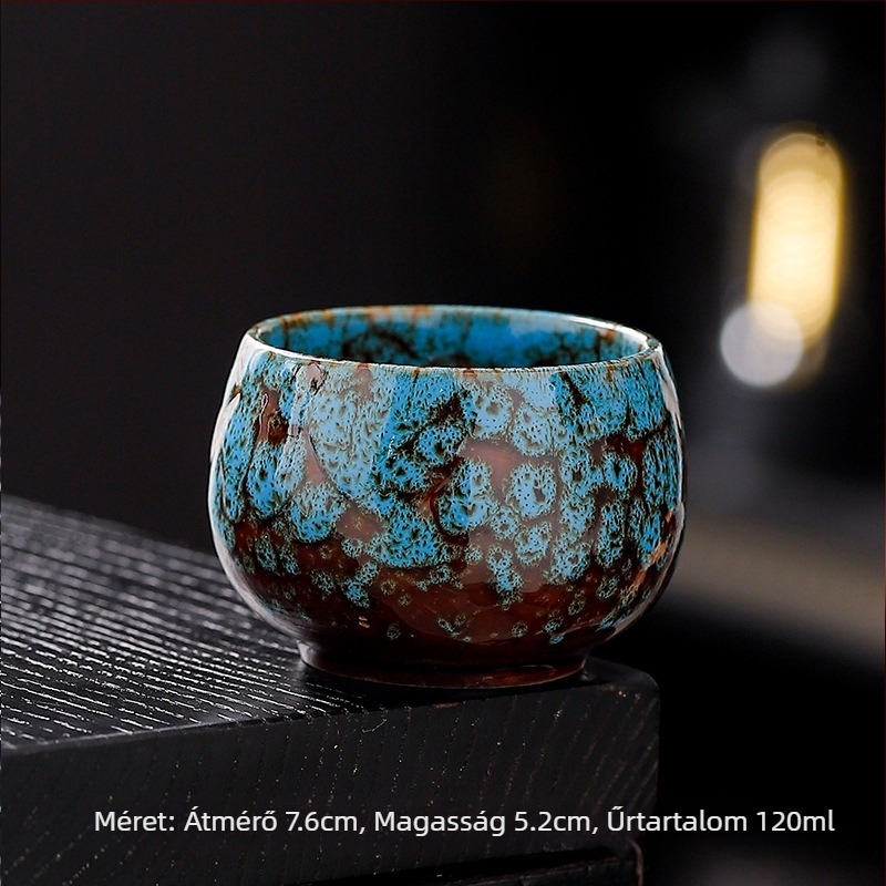 Jian Zhan porcelán teáskészlet kilenc színű csészékkel, öt elem glazúrral (Tianmu)