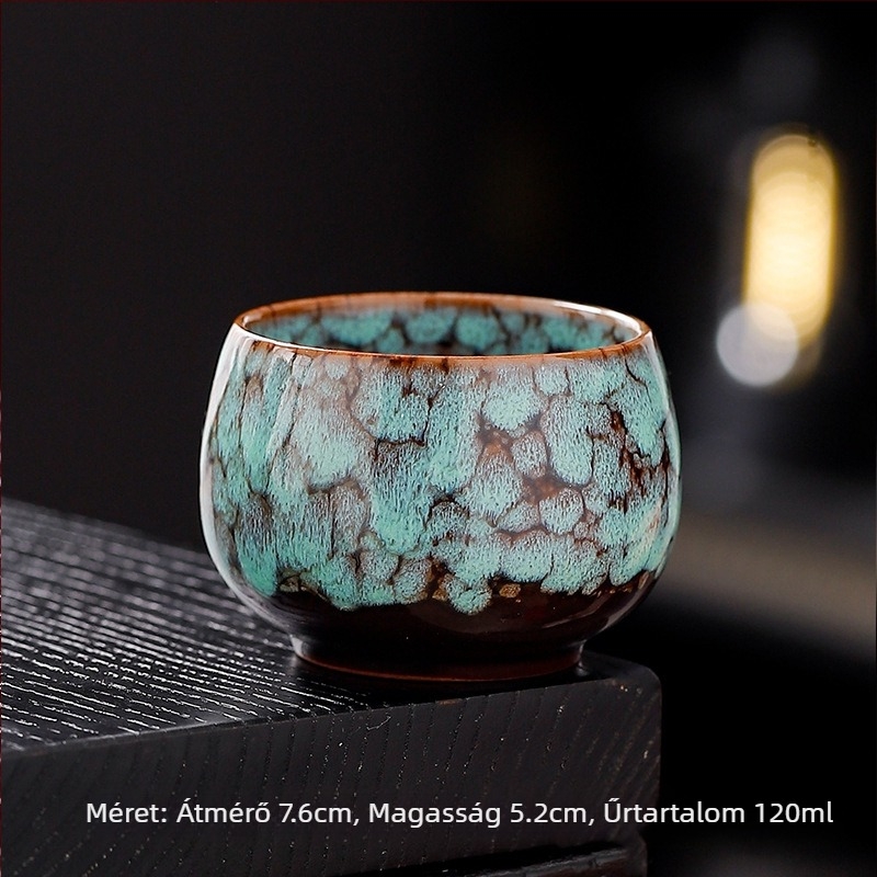 Jian Zhan porcelán teáskészlet kilenc színű csészékkel, öt elem glazúrral (Tianmu)