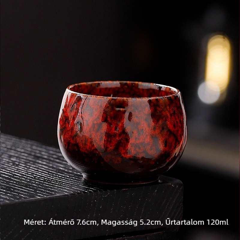 Jian Zhan porcelán teáskészlet kilenc színű csészékkel, öt elem glazúrral (Tianmu)