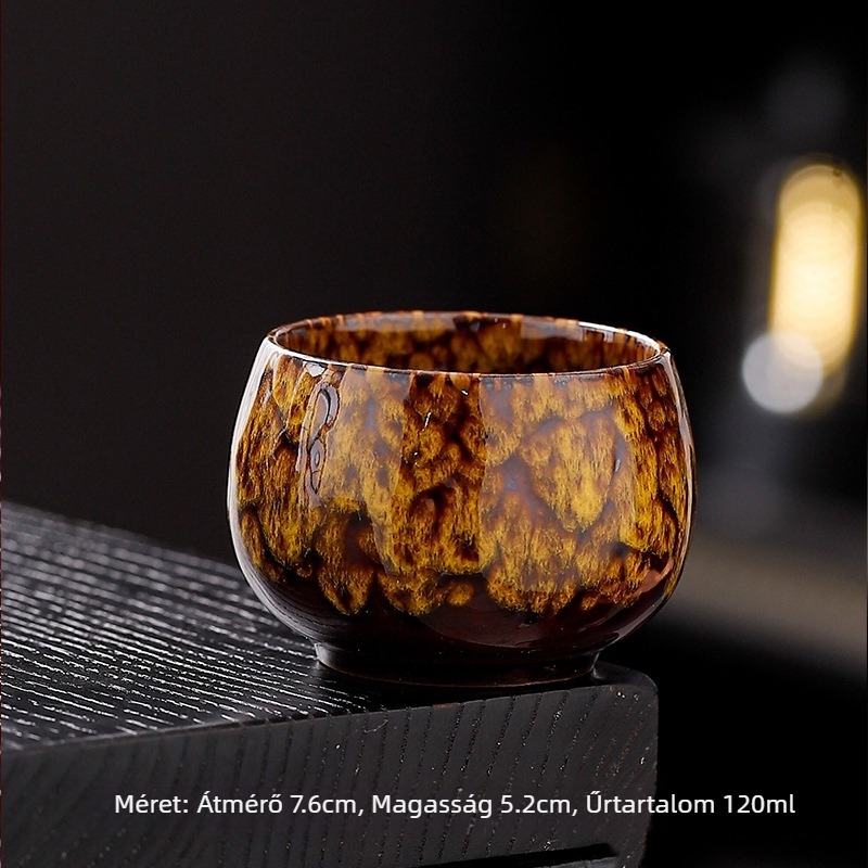 Jian Zhan porcelán teáskészlet kilenc színű csészékkel, öt elem glazúrral (Tianmu)