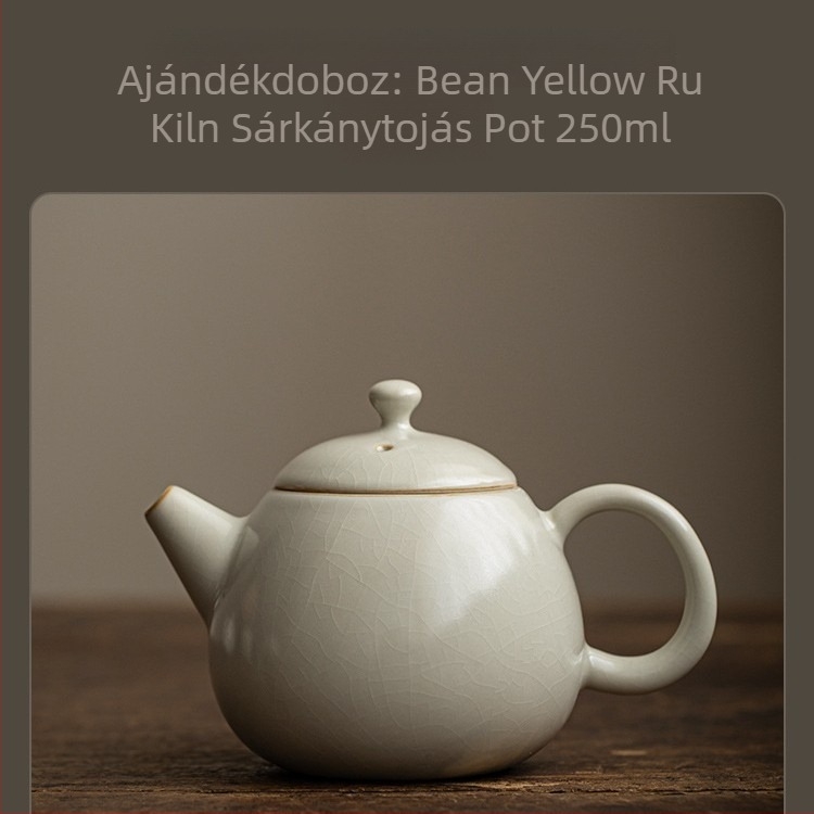 Ruyao porcelán teáskészlet, bézs XiShi stílusú teáskanna, kis méretű teáskanna otthoni teafőzéshez