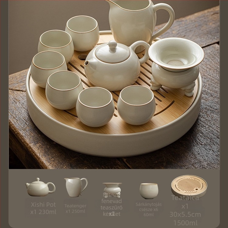 Ruyao porcelán teáskészlet, bézs XiShi stílusú teáskanna, kis méretű teáskanna otthoni teafőzéshez