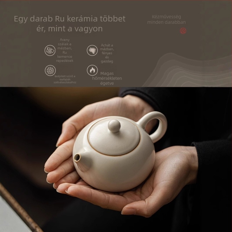 Ruyao porcelán teáskészlet, bézs XiShi stílusú teáskanna, kis méretű teáskanna otthoni teafőzéshez