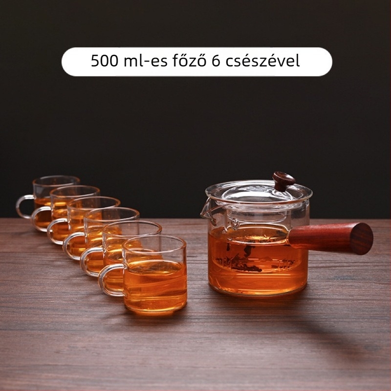Oldalsó fogantyúval rendelkező üveg teáskanna elektromos kerámia főzőlaphoz, nagy hőállóságú vastag tea elválasztóval, otthoni használatra