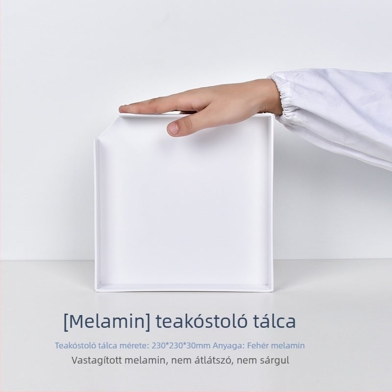 Tea kóstoló készlet fából készült mintatárral és zománcos tányérral