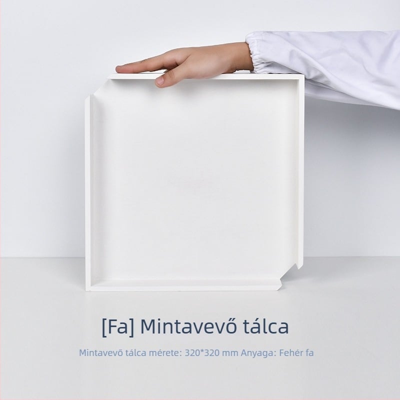Tea kóstoló készlet fából készült mintatárral és zománcos tányérral