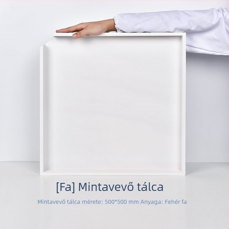 Tea kóstoló készlet fából készült mintatárral és zománcos tányérral