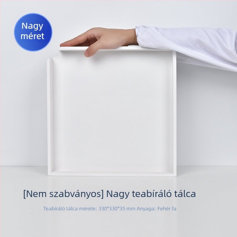 Tea kóstoló készlet fából készült mintatárral és zománcos tányérral