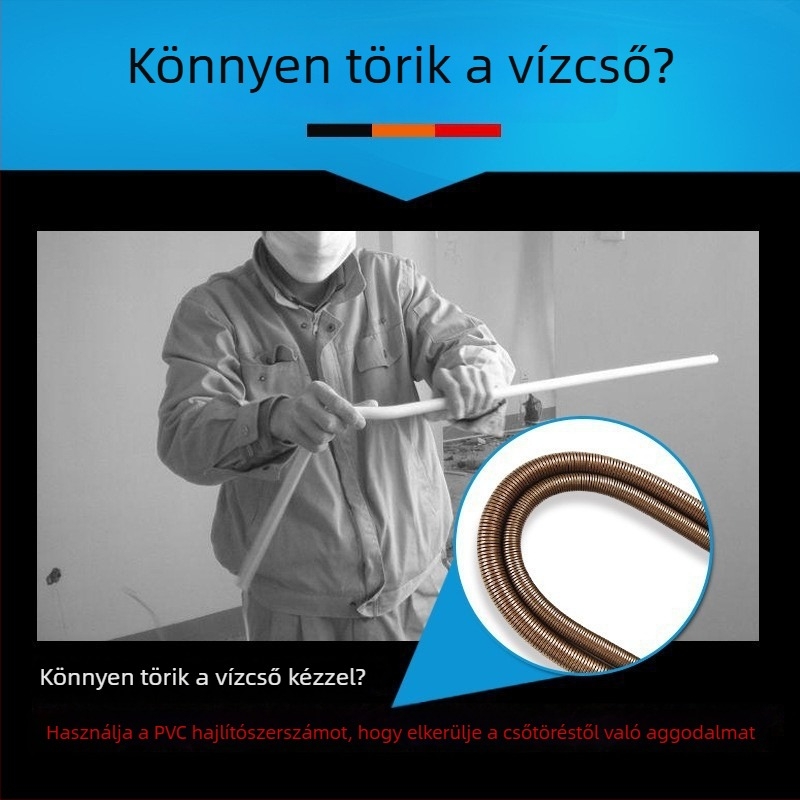 Kézi rugós PVC vezeték hajlító eszköz, krómozott No.75 acél