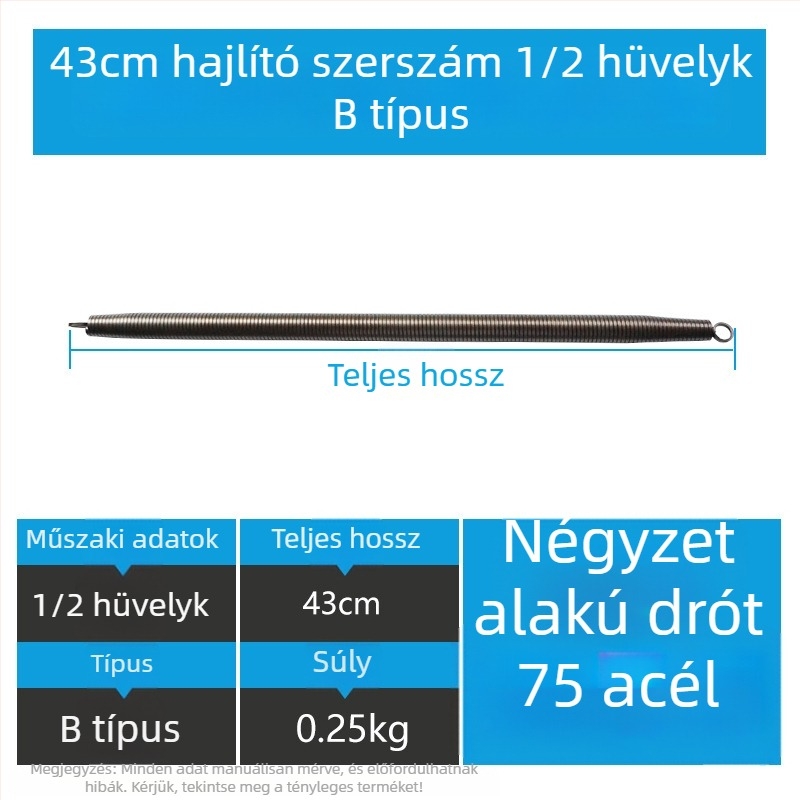 Kézi rugós PVC vezeték hajlító eszköz, krómozott No.75 acél