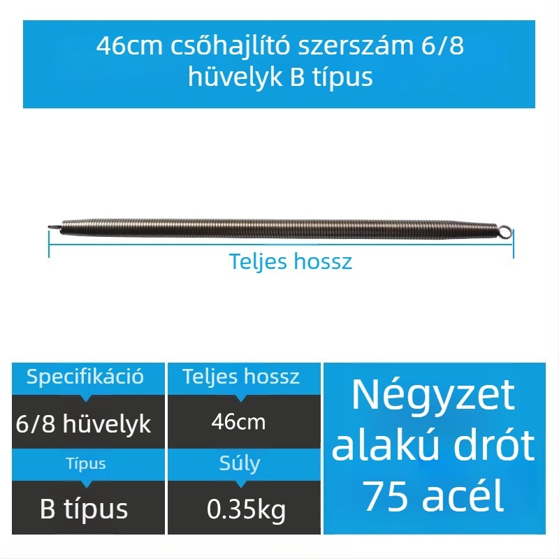 Kézi rugós PVC vezeték hajlító eszköz, krómozott No.75 acél