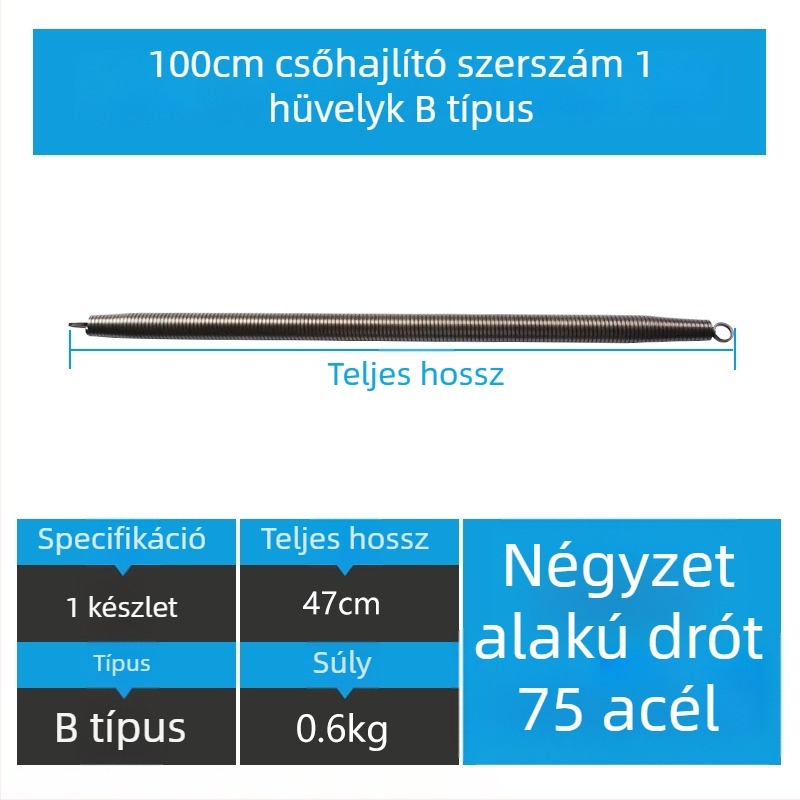 Kézi rugós PVC vezeték hajlító eszköz, krómozott No.75 acél